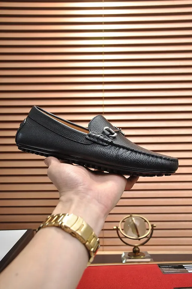 Gucci Horsebit 1955 Mocassins de Couro Preto Granulado 7