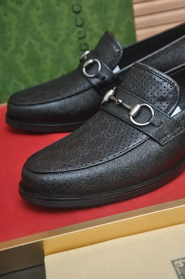 Gucci Horsebit 1955 Black Perforated Leather Loafers 2