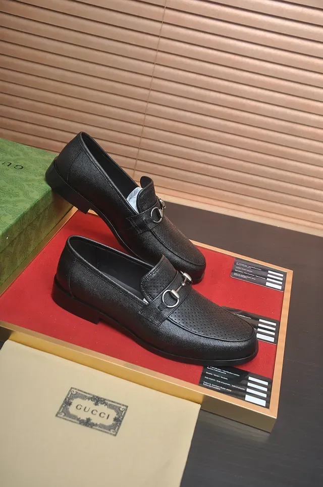Gucci Horsebit 1955 Black Perforated Leather Loafers 4