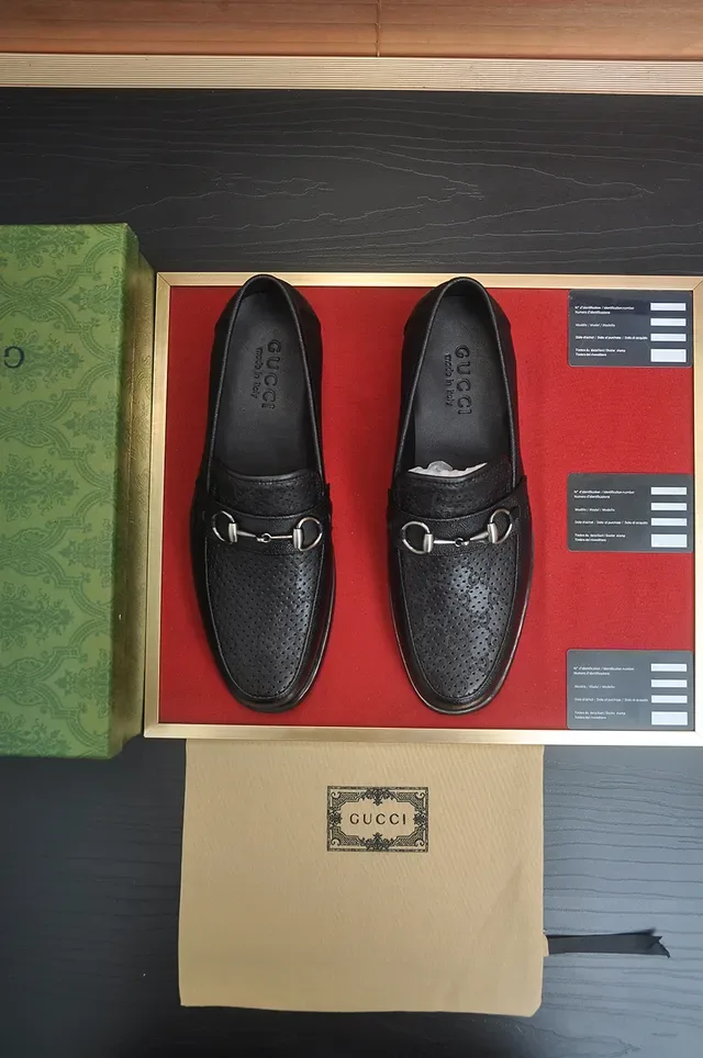 Gucci Horsebit 1955 Black Perforated Leather Loafers 5