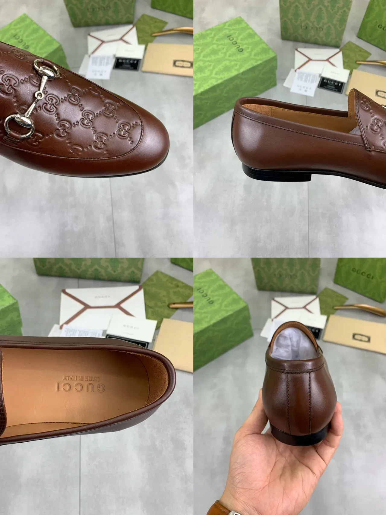 Gucci Horsebit 1955 Brown Embossed GG Loafers 2