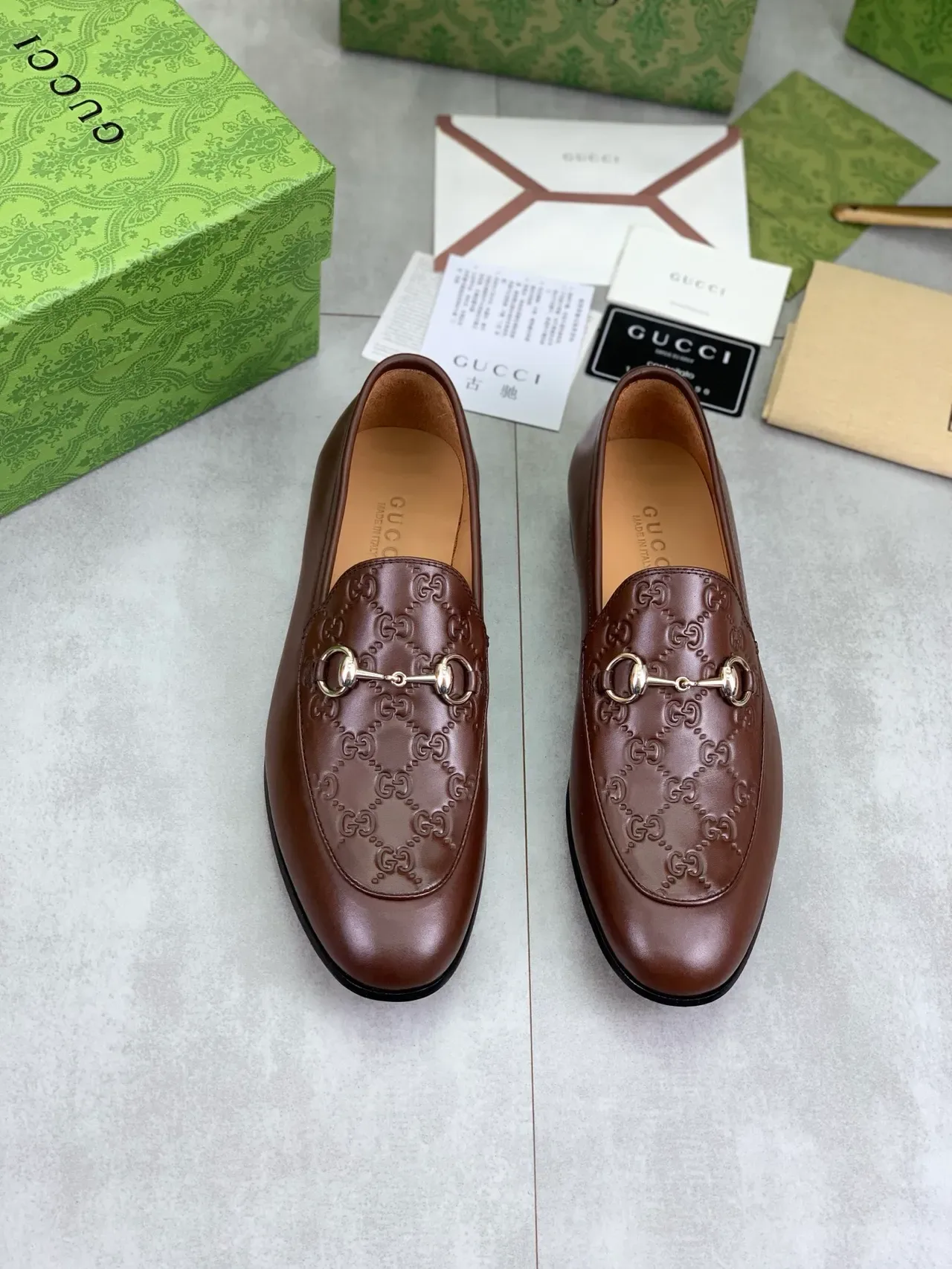 Gucci Horsebit 1955 Brown Embossed GG Loafers 5
