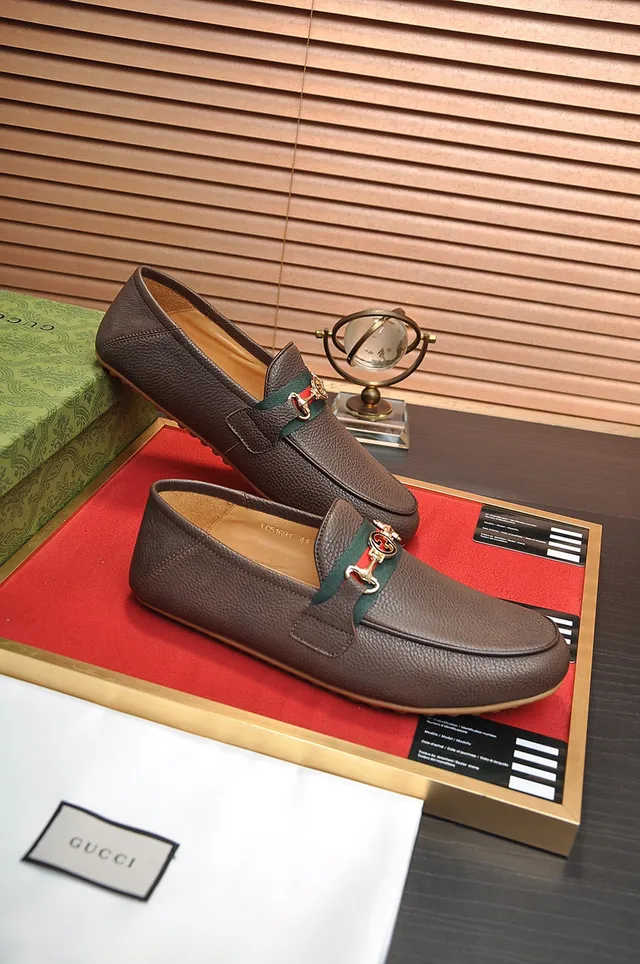 Gucci Horsebit 1955 Brown Pebbled Leather Loafers 5