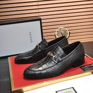 गुच्ची Horsebit 1955 Crocodile-Embossed काले लोफर्स