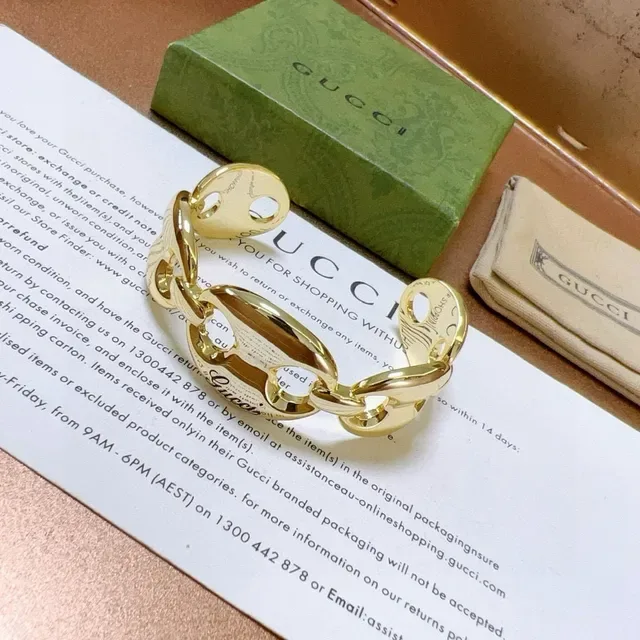 Gucci Horsebit 1955 Gold-Tone Interlocking Link Bracelet 4