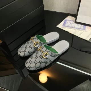 Gucci Horsebit 1955 Gray Green Monogram Canvas Buckle Casual Shoes
