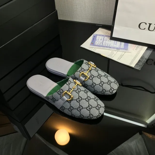 Gucci Horsebit 1955 Gray Green Monogram Canvas Buckle Casual Shoes 3