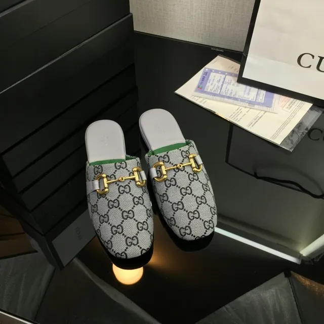 Gucci Horsebit 1955 Gray Green Monogram Canvas Buckle Casual Shoes 4