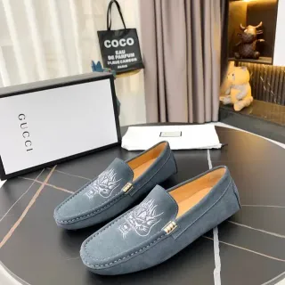 Gucci Horsebit 1955 भूरा स्यूड ड्रैगन एमब्रॉयडरी लोफर्स