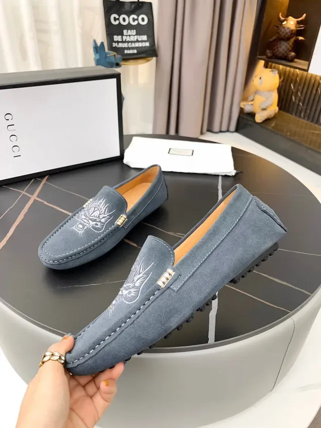 Gucci Horsebit 1955 Gray Suede Dragon Embroidery Loafers 2