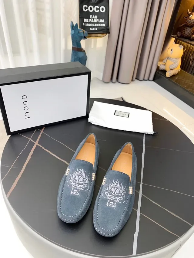 Gucci Horsebit 1955 Gray Suede Dragon Embroidery Loafers 3