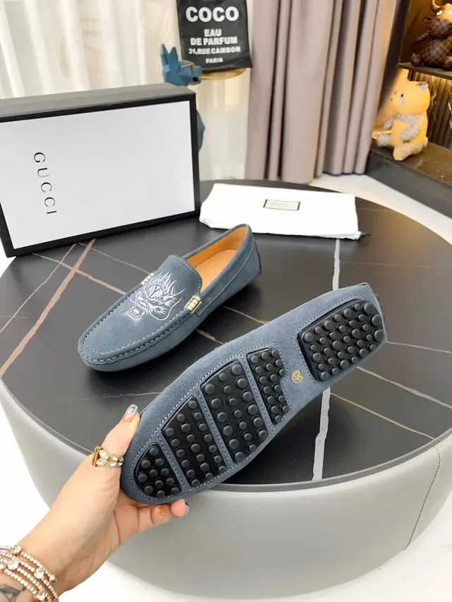 Gucci Horsebit 1955 Gray Suede Dragon Embroidery Loafers 4