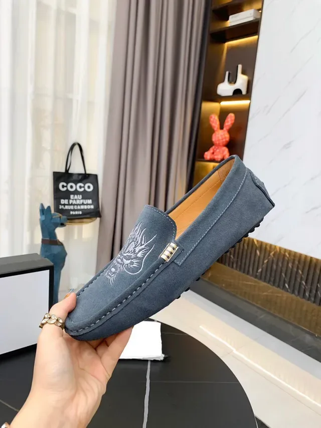 Gucci Horsebit 1955 Gray Suede Dragon Embroidery Loafers 8