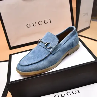 Gucci Horsebit 1955 浅蓝色麂皮乐福鞋