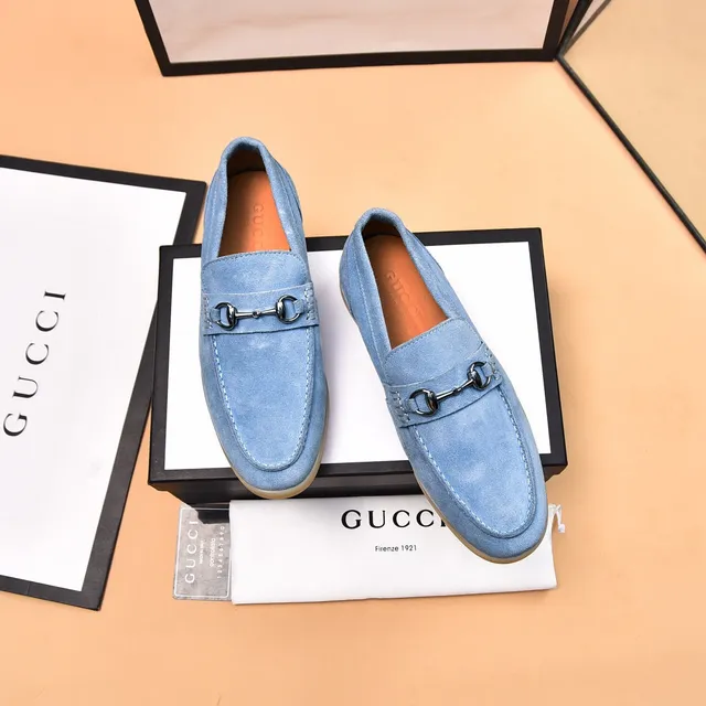 Gucci Horsebit 1955 Light Blue Suede Loafers 2