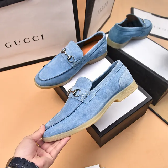 Gucci Horsebit 1955 Light Blue Suede Loafers 5