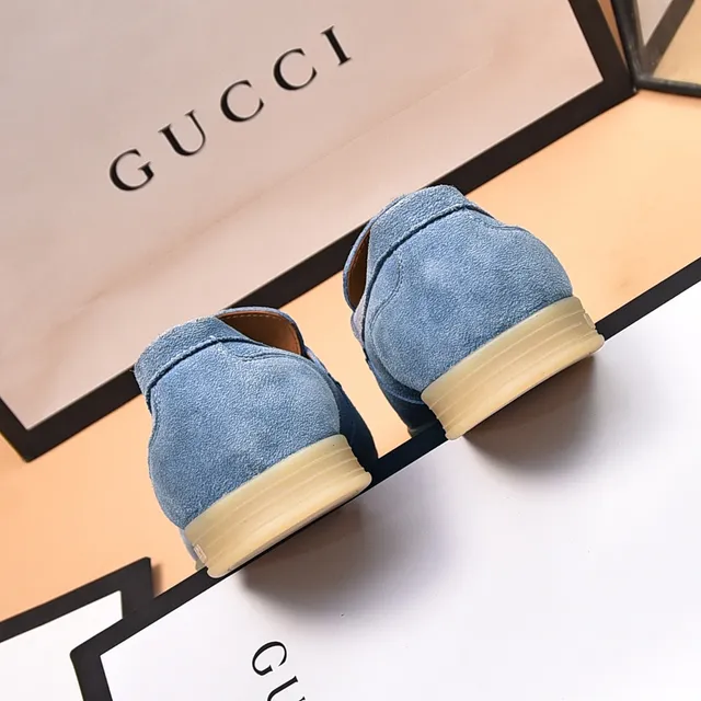 Gucci Horsebit 1955 Light Blue Suede Loafers 9