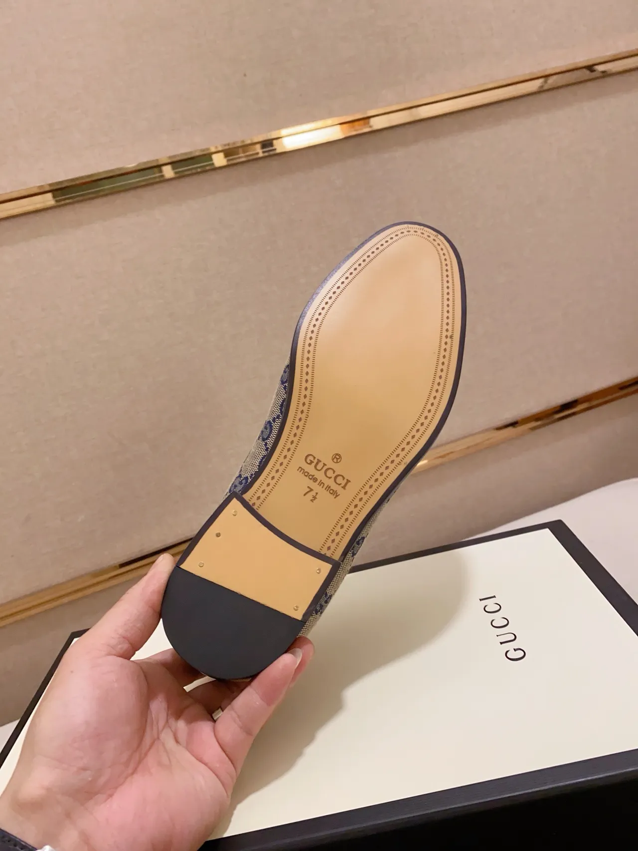 Gucci Horsebit 1955 Loafer Beige Navy GG Supreme Canvas Loafer 2