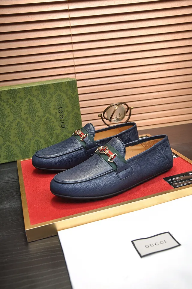 Gucci Horsebit 1955 Bleu marine cuir mocassins 8
