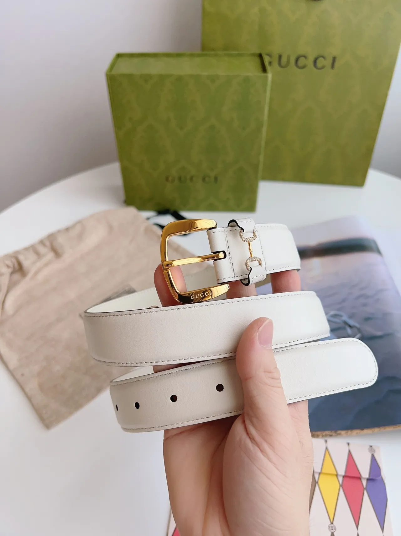 Gucci Horsebit 1955 Off-White Leather Belt 4