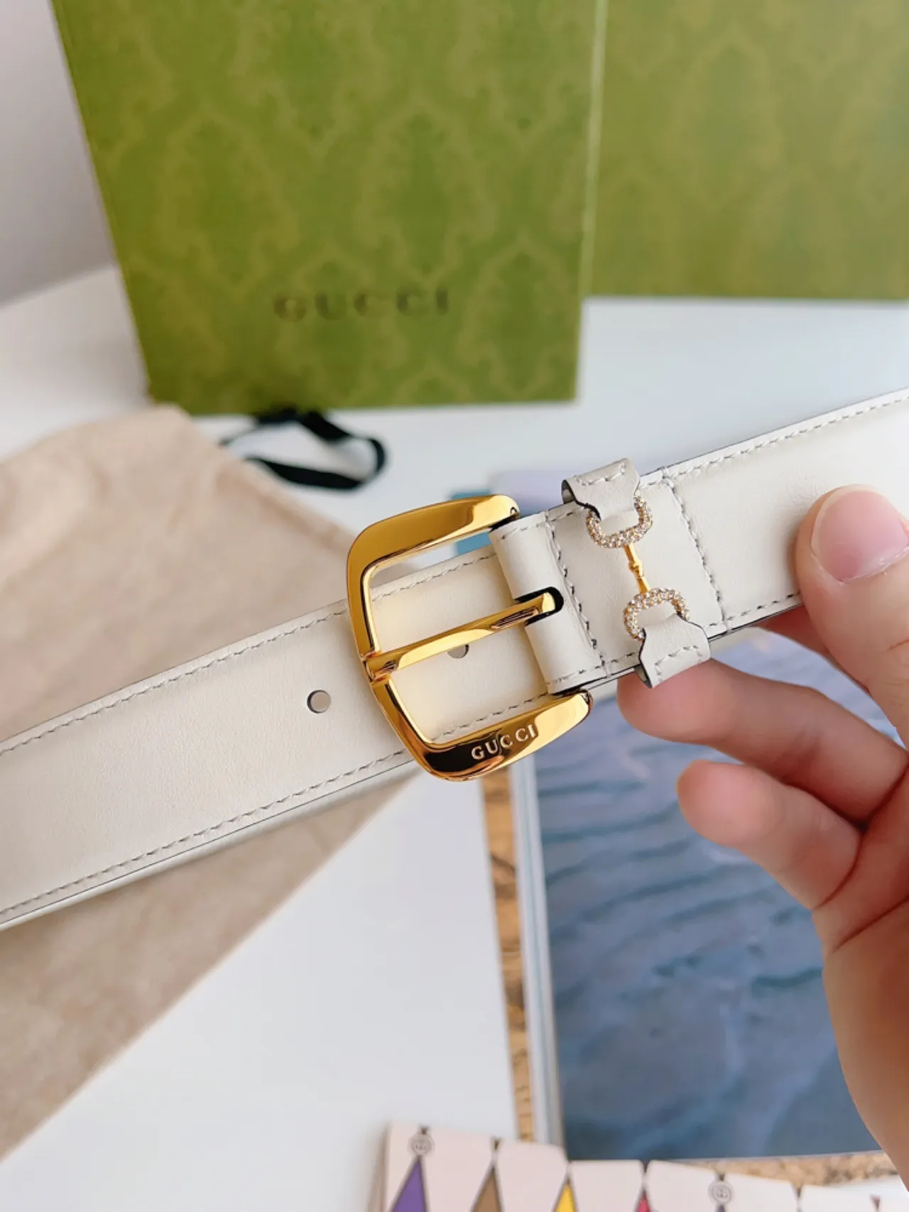 Gucci Horsebit 1955 Off-White Leather Belt 7