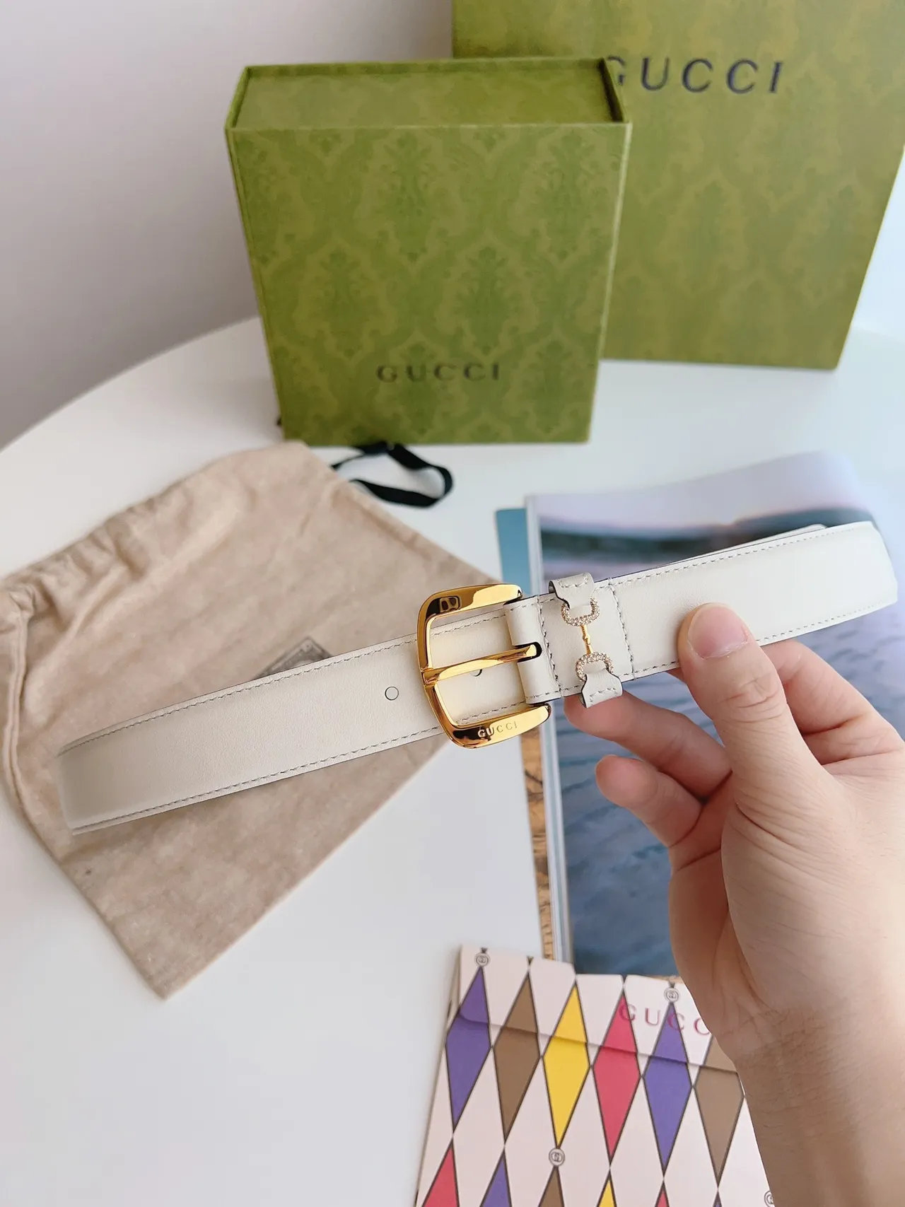 Gucci Horsebit 1955 Off-White Leather Belt 8