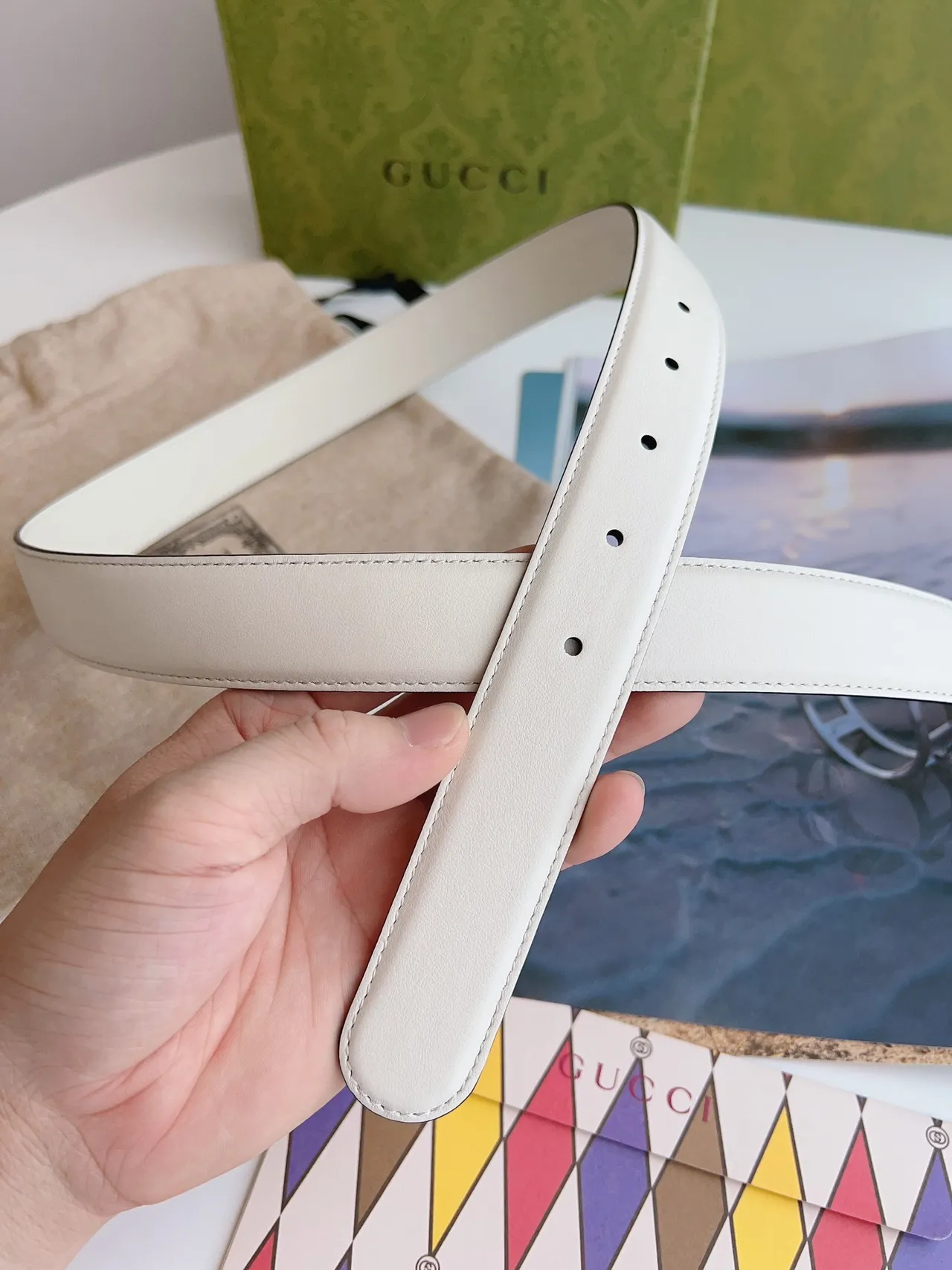 Gucci Horsebit 1955 Off-White Leather Belt 9