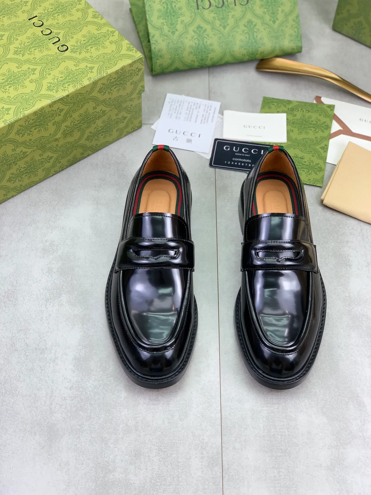 Gucci Horsebit 1955 Patent Black Loafers 5