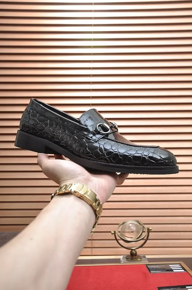 Gucci Horsebit 1955 Patent Croc-Embossed Black Loafers 3