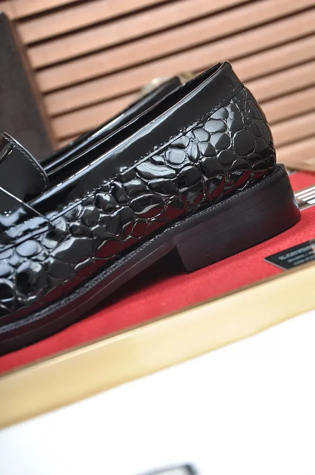 Gucci Horsebit 1955 Patent Croc-Embossed Black Loafers 8