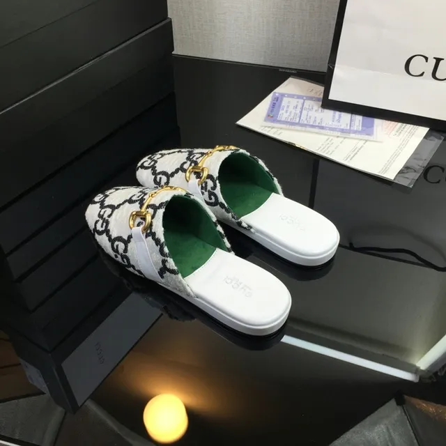 Gucci Horsebit 1955 White Black GG Jacquard Wool-Blend Upper Gold-Tone Buckle Casual Shoes 4