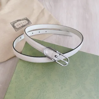 Gucci Horsebit 1955 White Black Slim Piping Leather Belt