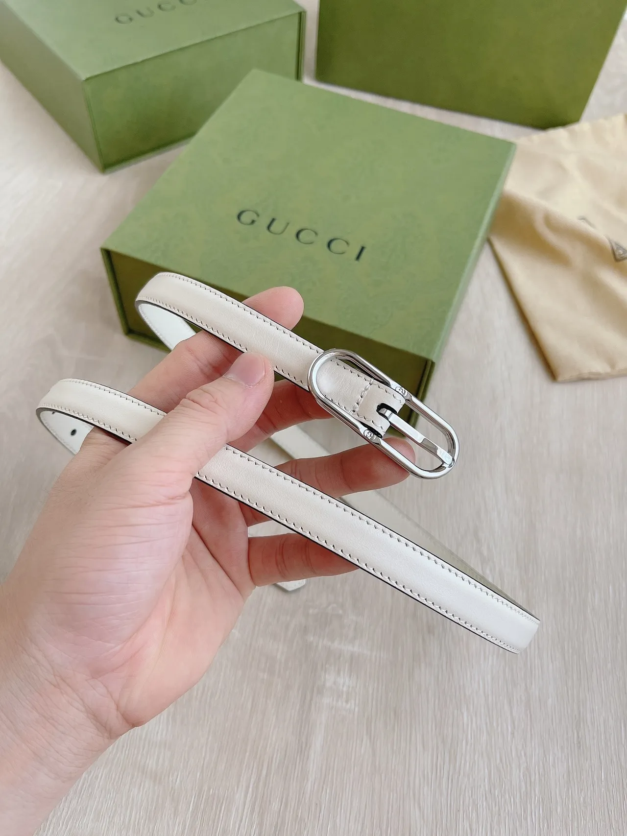 Gucci Horsebit 1955 White Black Slim Piping Leather Belt 2