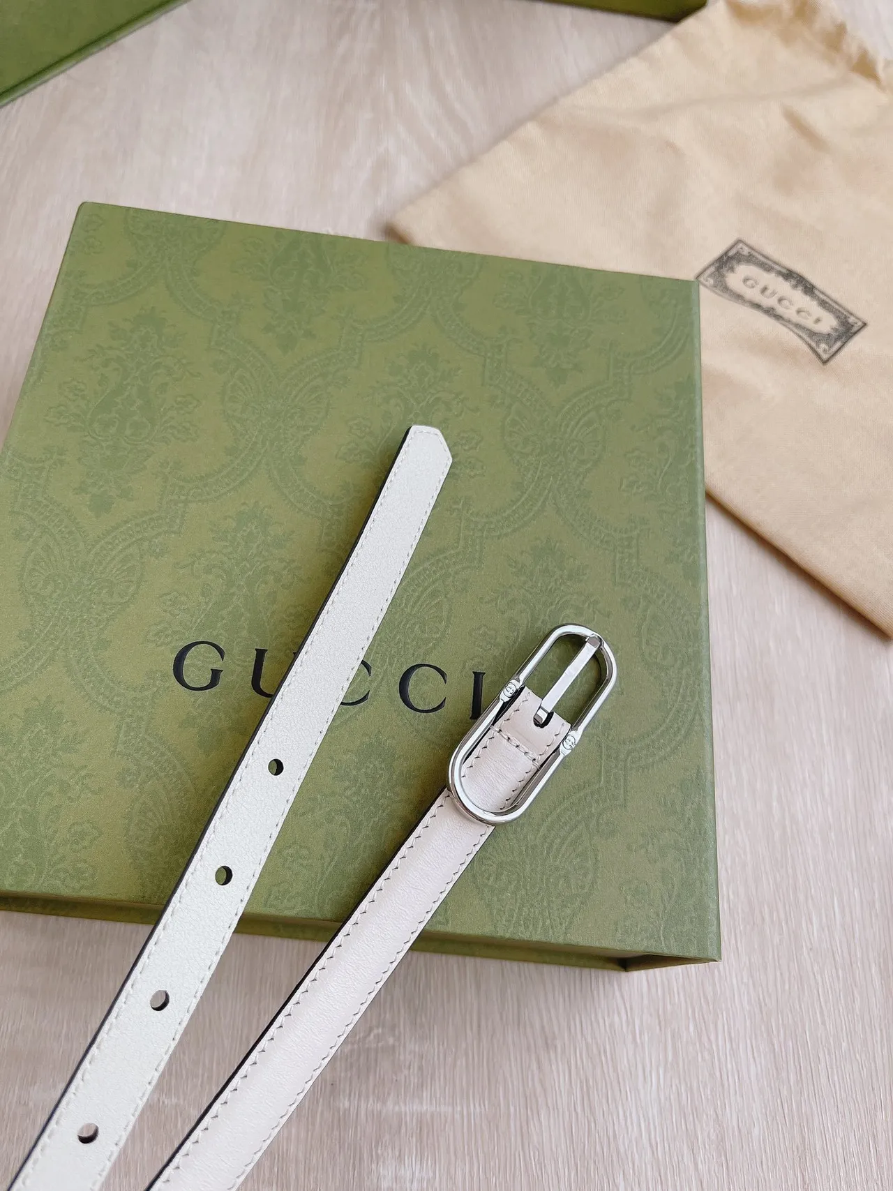 Gucci Horsebit 1955 White Black Slim Piping Leather Belt 3
