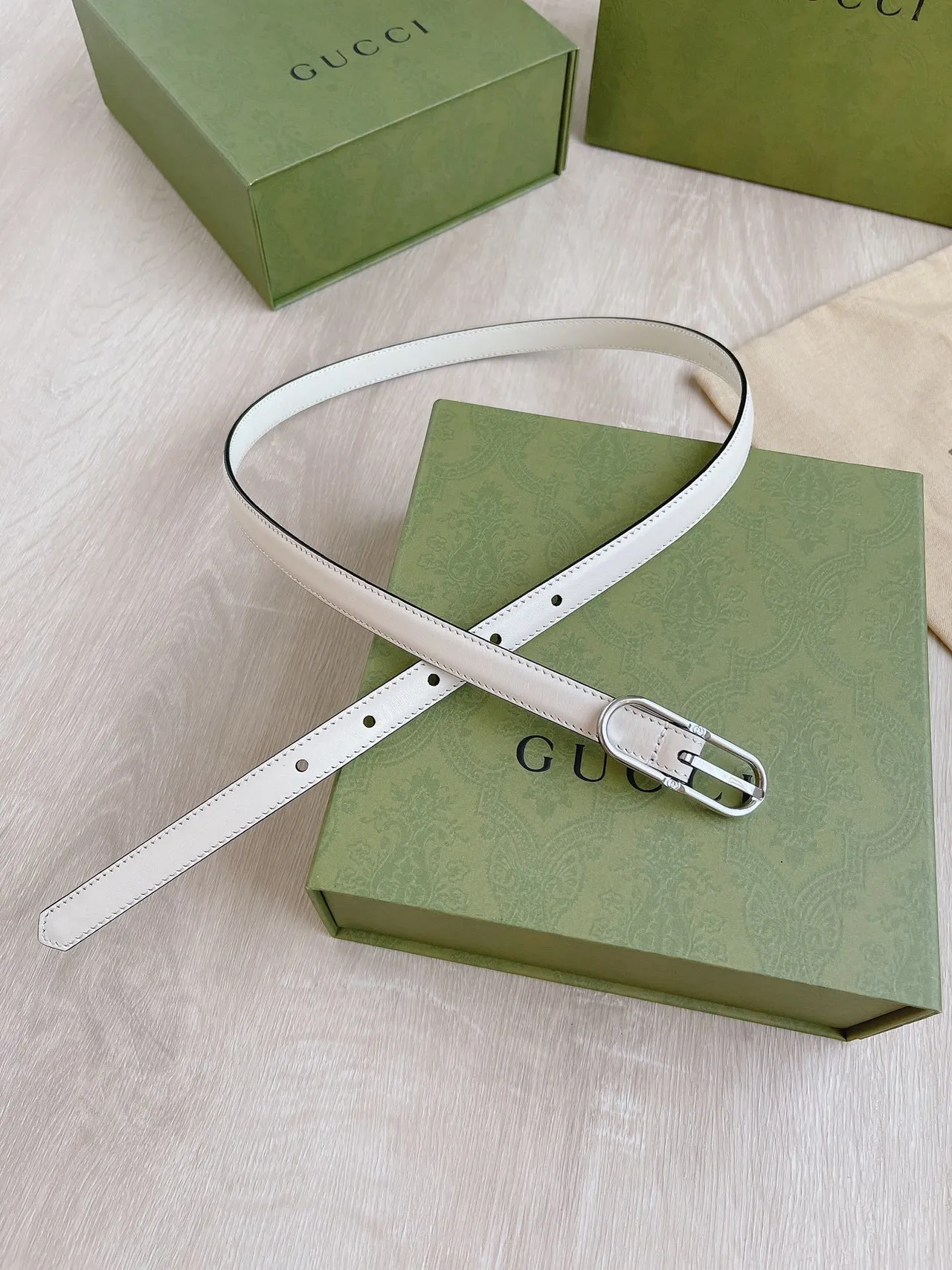 Gucci Horsebit 1955 White Black Slim Piping Leather Belt 5
