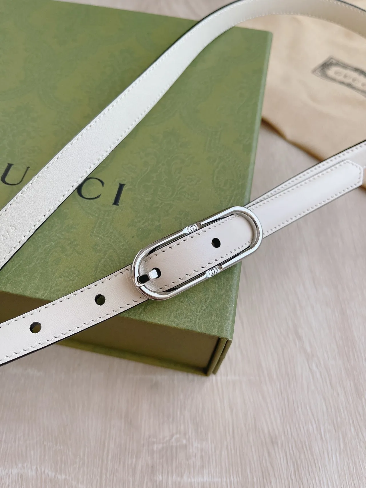 Gucci Horsebit 1955 White Black Slim Piping Leather Belt 6