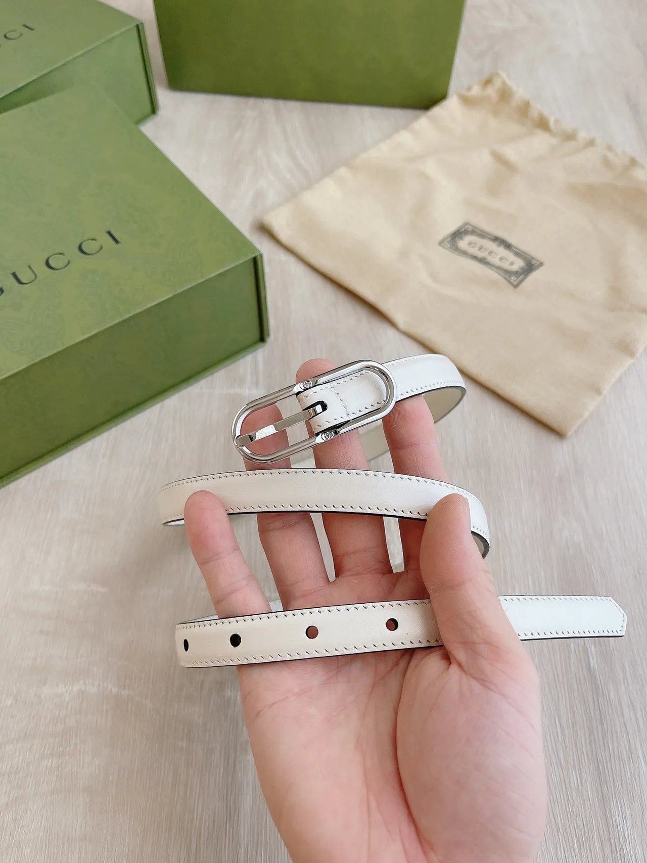 Gucci Horsebit 1955 White Black Slim Piping Leather Belt 8