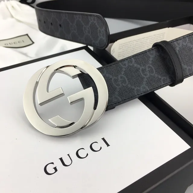 Gucci Interlocking G Belt Black GG Monogram Leather Belt 3