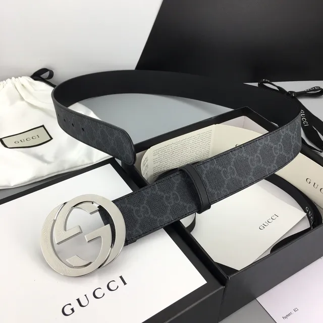 Gucci Interlocking G Belt Black GG Monogram Leather Belt 4