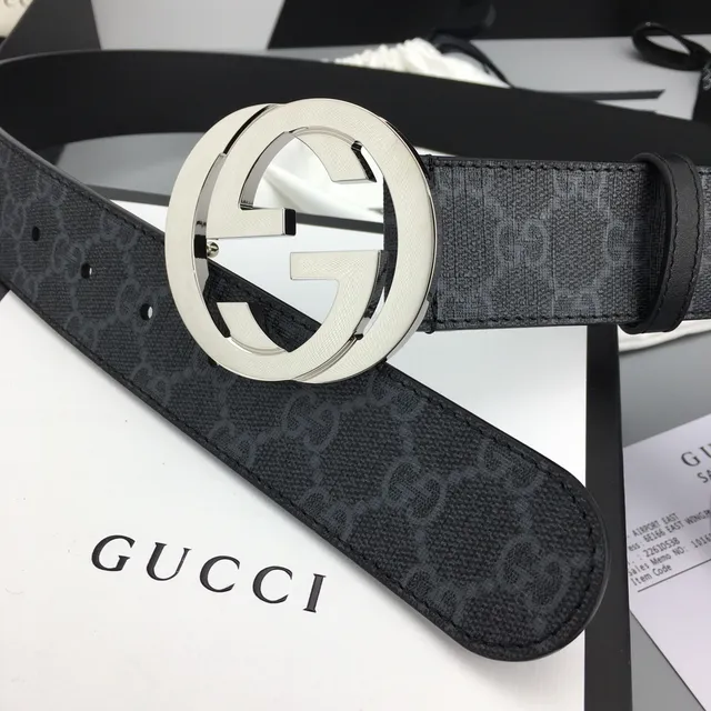 Gucci Interlocking G Belt Black GG Monogram Leather Belt 5