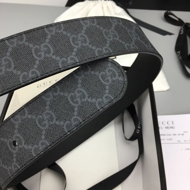 Gucci Interlocking G Belt Black GG Monogram Leather Belt 7