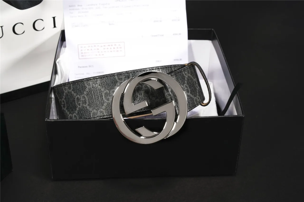 Gucci Interlocking G Belt cuir monogramme gris charbon ceinture 2