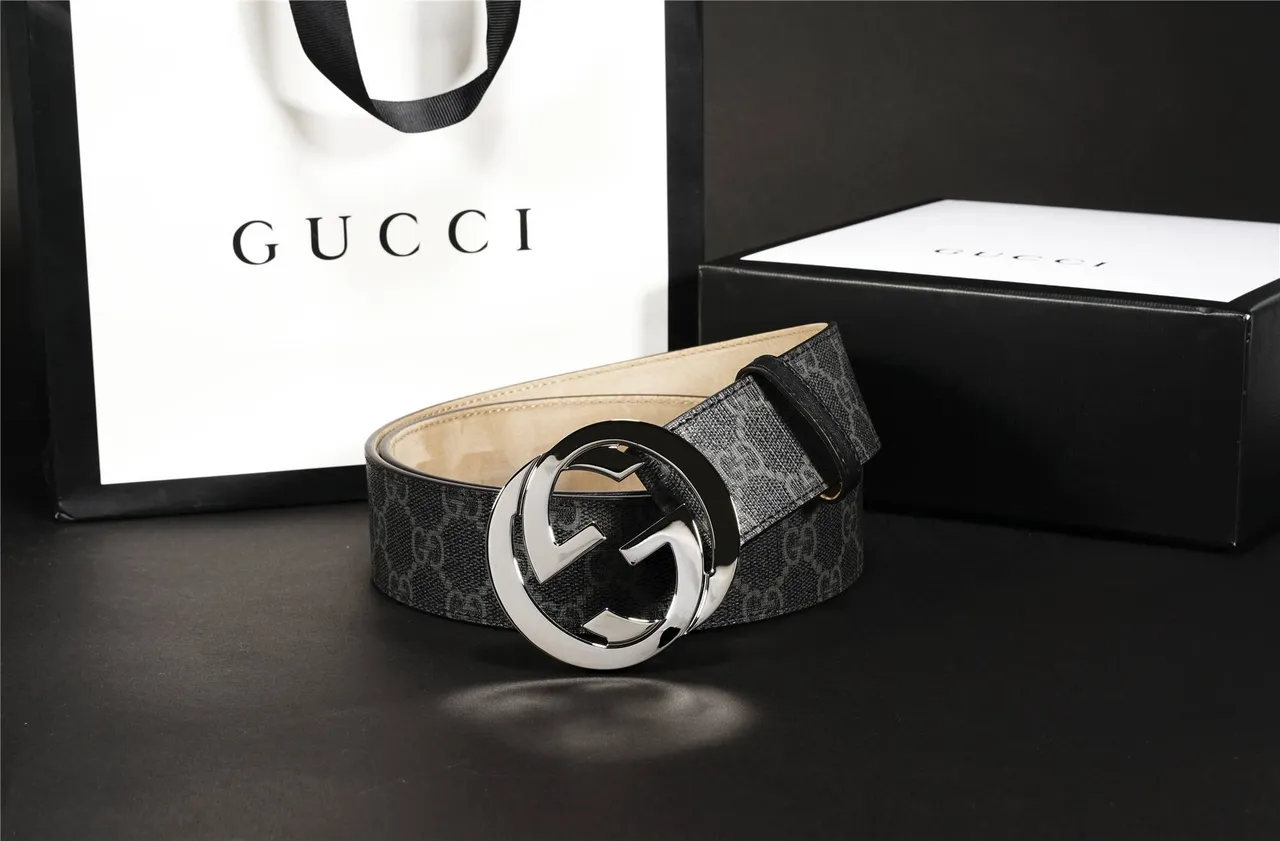 Gucci Interlocking G Belt cuir monogramme gris charbon ceinture 6
