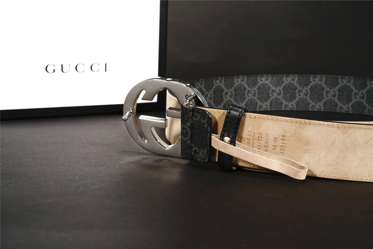 Gucci Interlocking G Belt cuir monogramme gris charbon ceinture 10