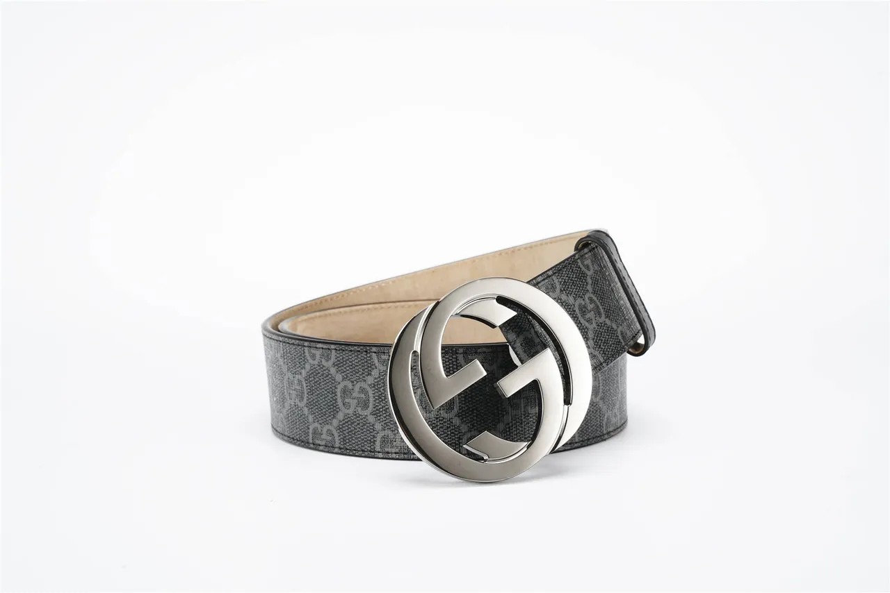 Gucci Interlocking G Belt cuir monogramme gris charbon ceinture 11