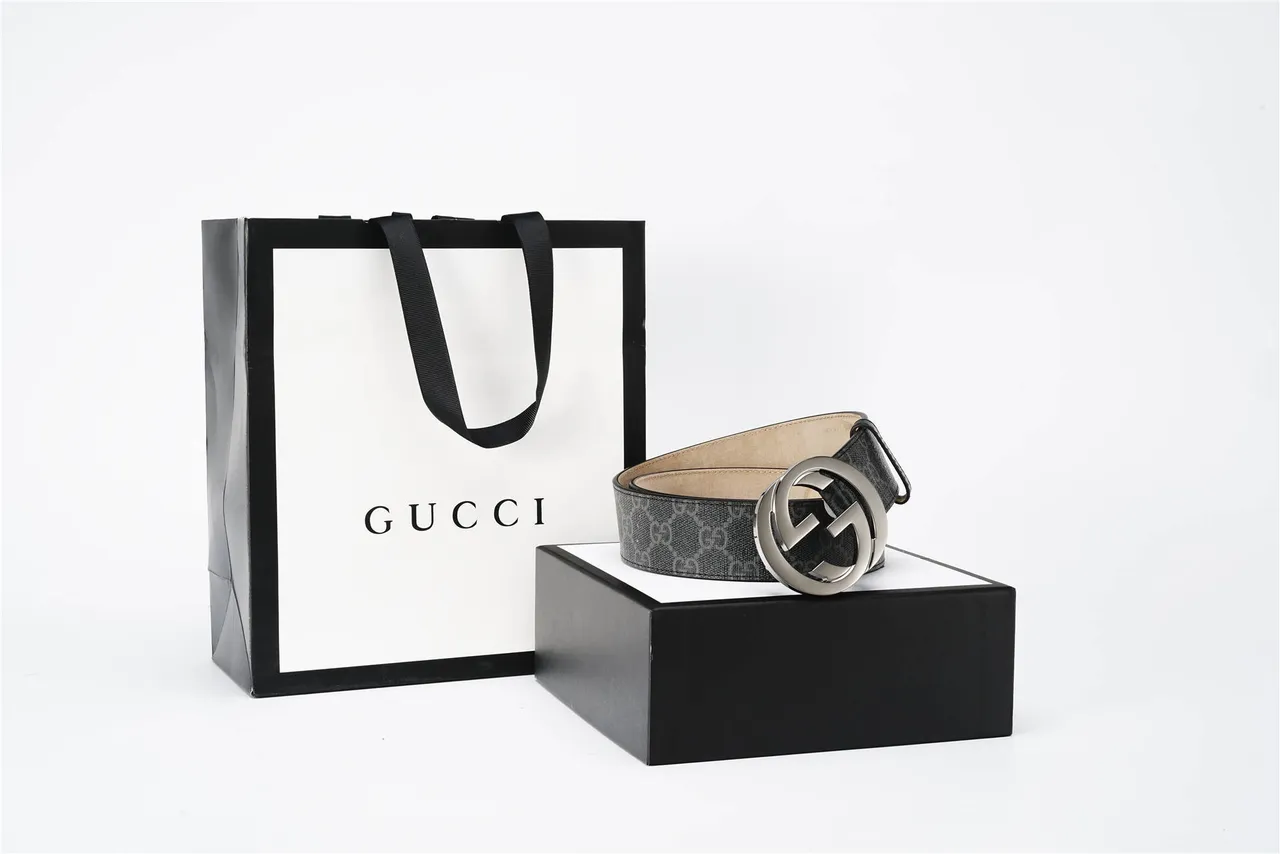 Gucci Interlocking G Belt cuir monogramme gris charbon ceinture 15