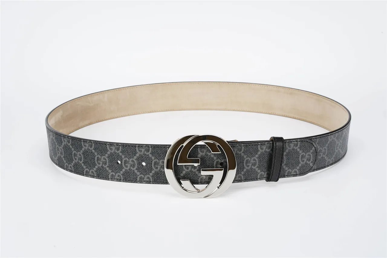 Gucci Interlocking G Belt cuir monogramme gris charbon ceinture 18