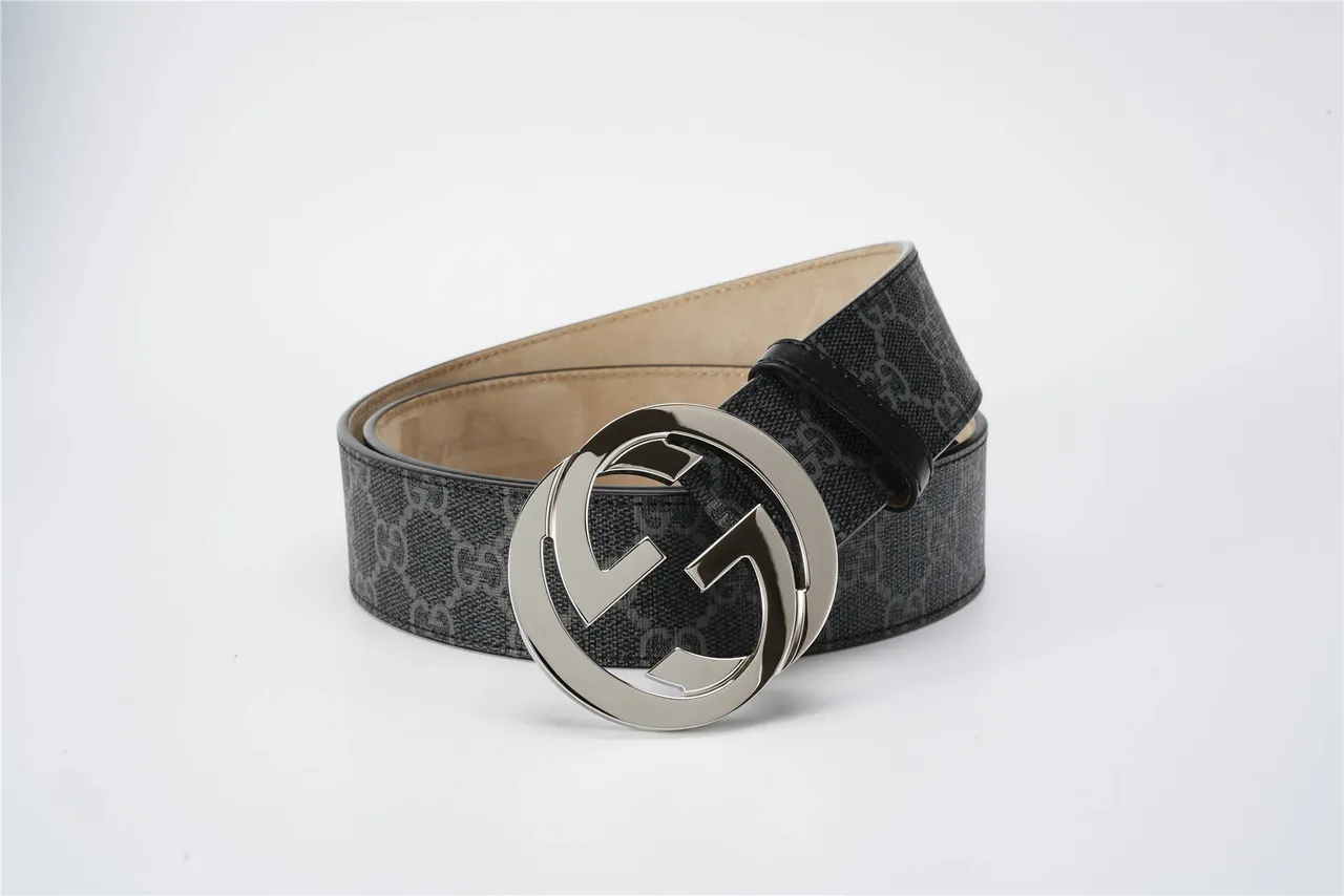 Gucci Interlocking G Belt cuir monogramme gris charbon ceinture 20