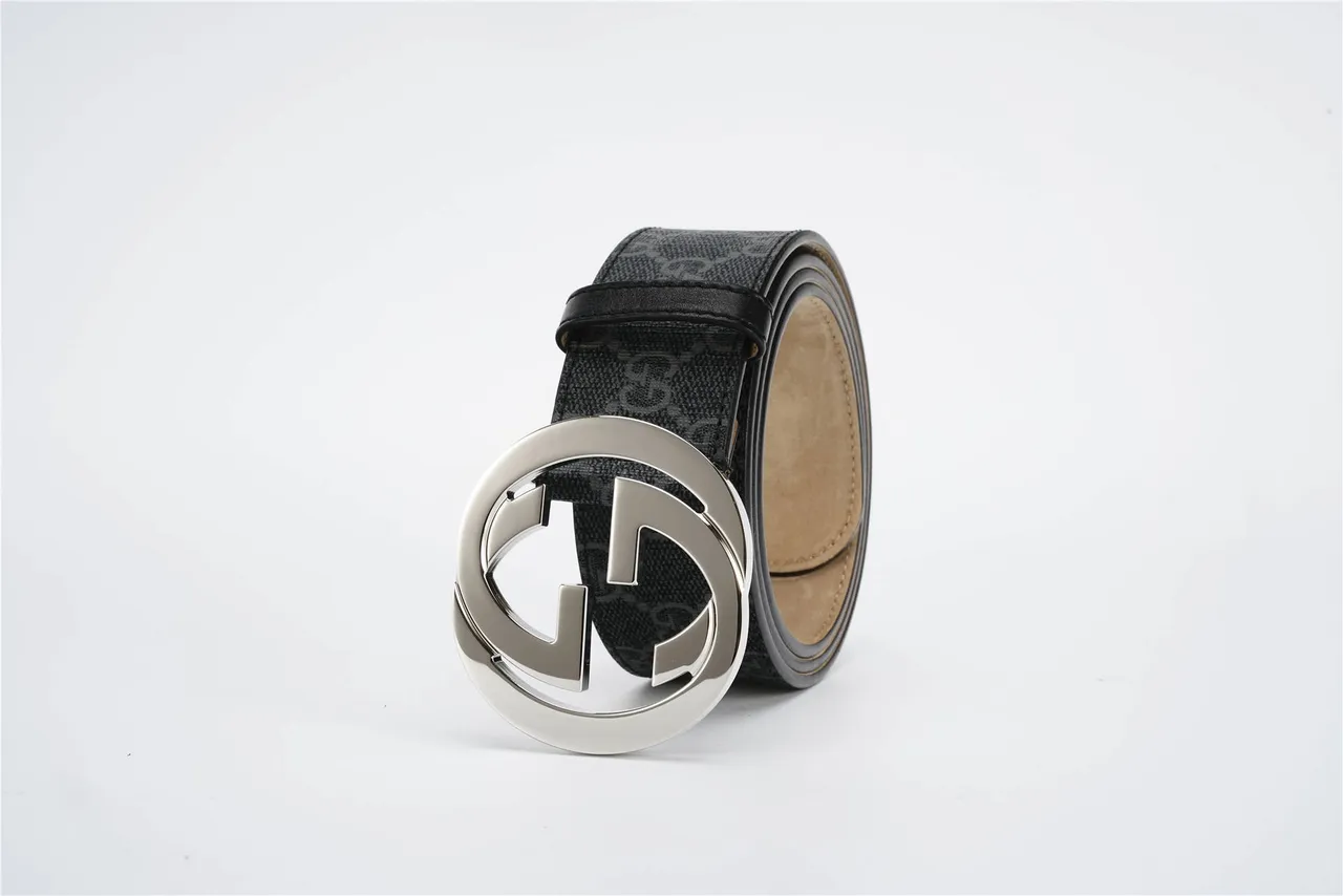 Gucci Interlocking G Belt cuir monogramme gris charbon ceinture 21