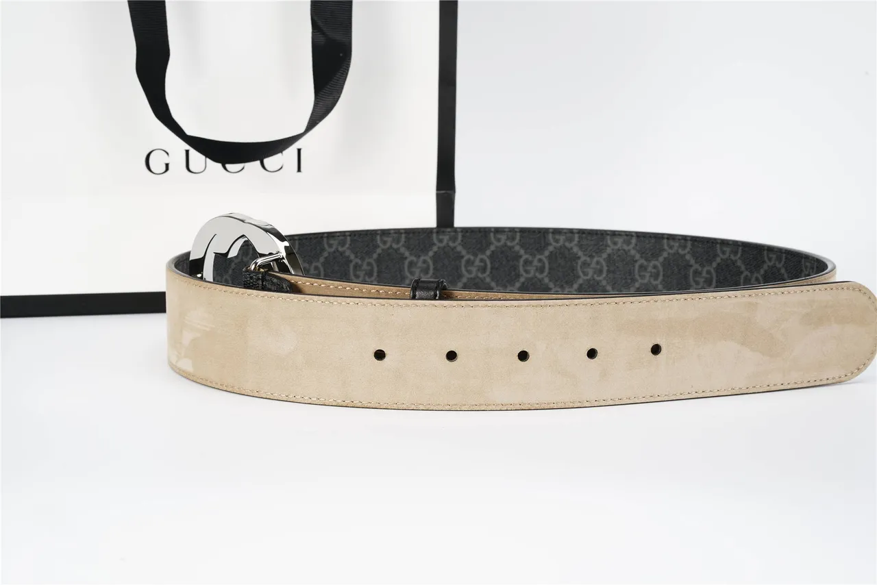 Gucci Interlocking G Belt cuir monogramme gris charbon ceinture 22
